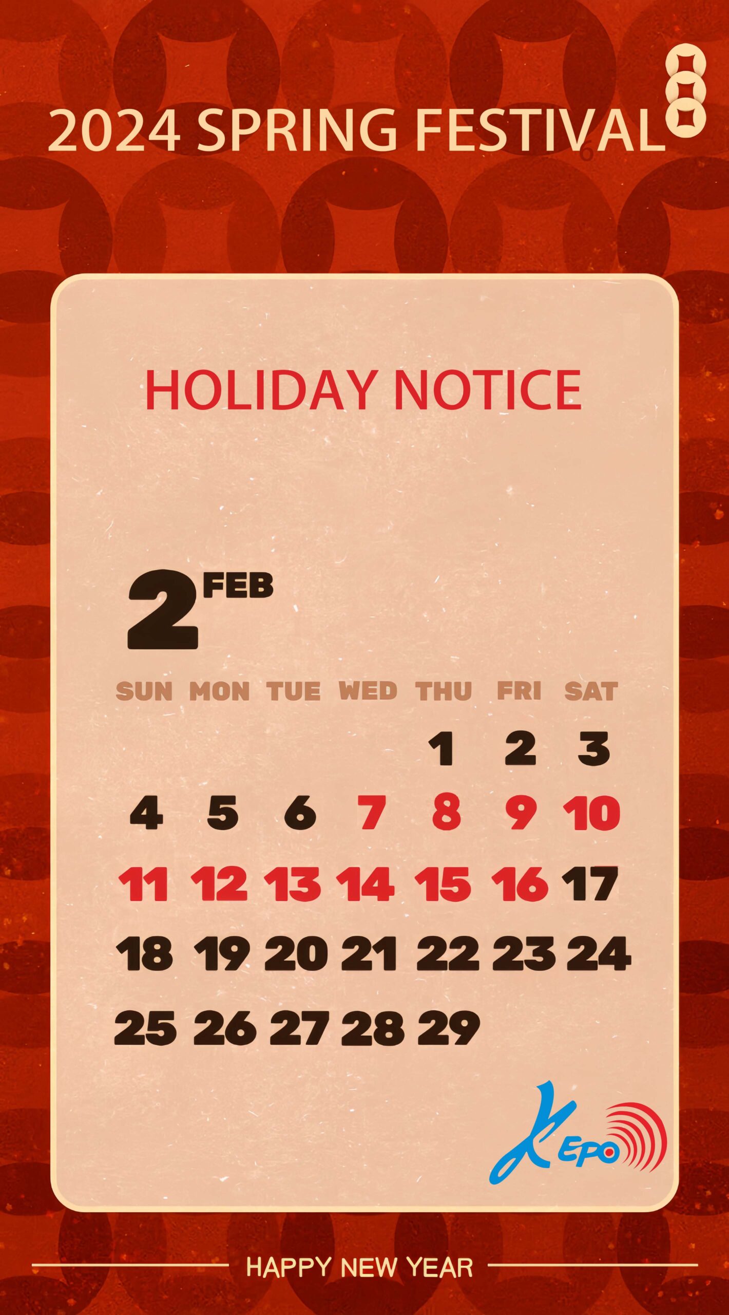 Holiday Notice 2024 Spring Festival
